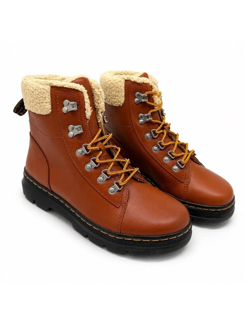 Dr. Martens Combs Boots Womens Size 10 Brown Leather Sherpa Lined Hiker Lace Up